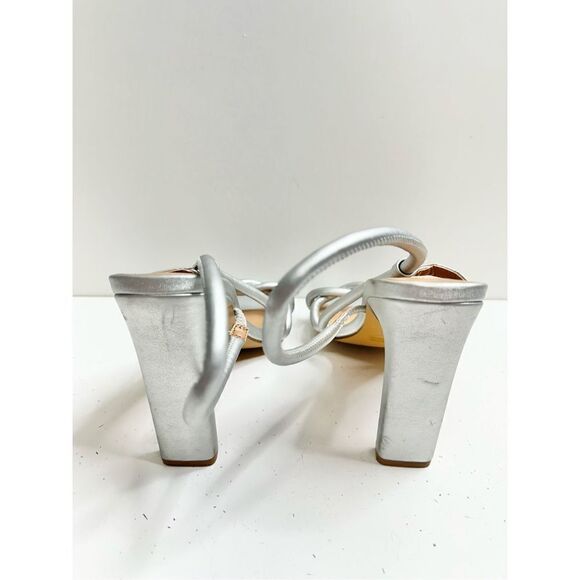 Abound Sandals Womens Size 8 Silver Slingback Rosalie Open Toe Heels - Picture 6 of 8